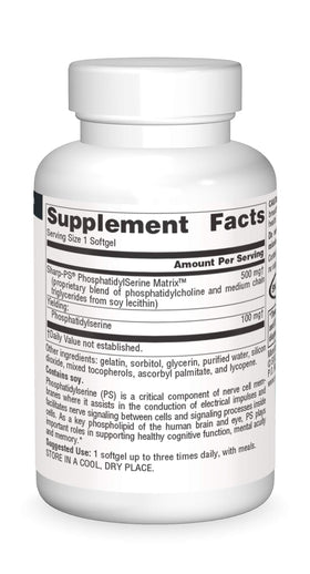 Source Naturals Phosphatidyl Serine Matrix 500 mg gélules souples côté