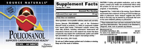 Source Naturals Policosanol 20 mg 60 tablettes avec verre d'eau