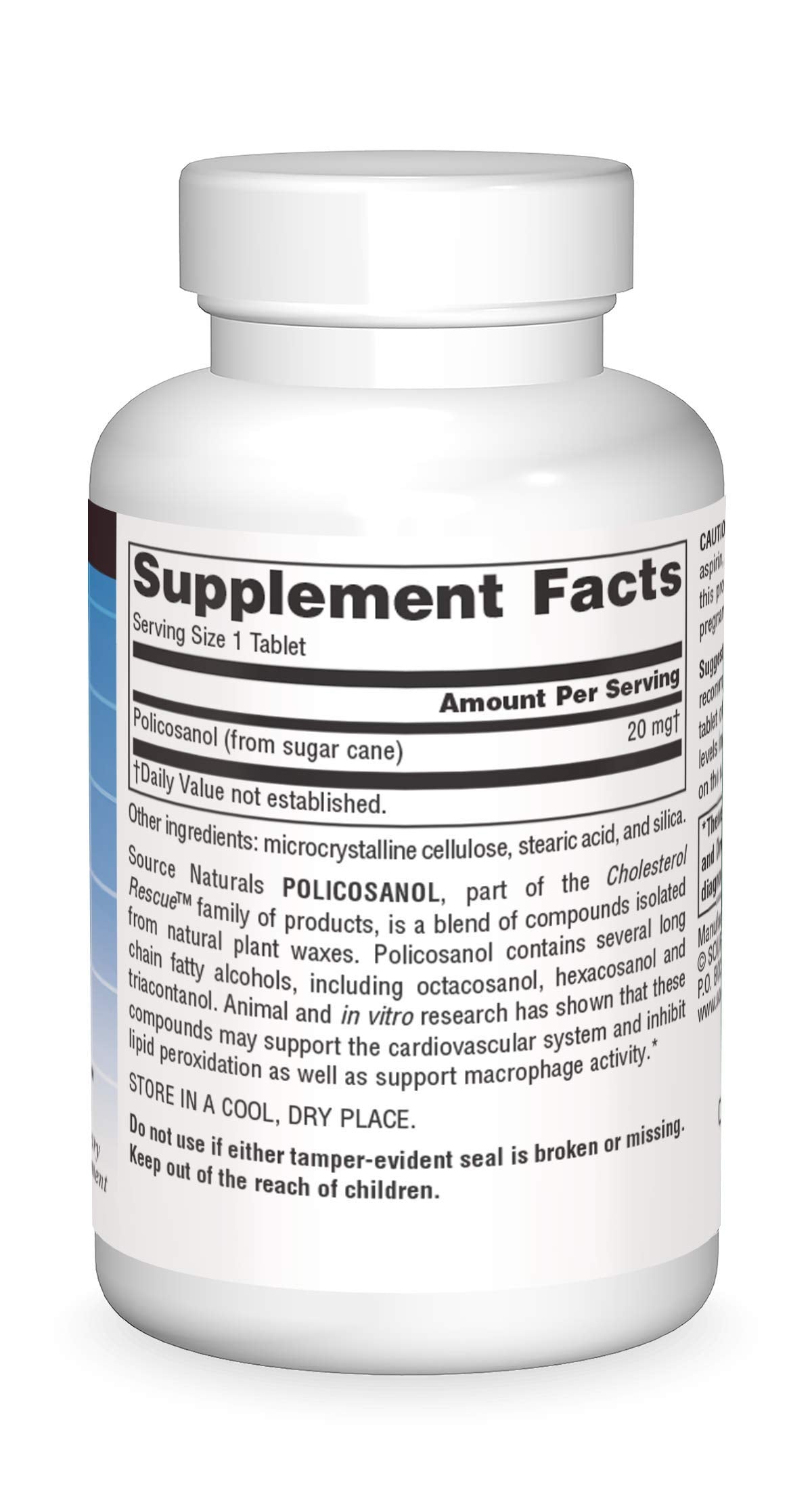 Source Naturals Policosanol 20 mg 60 tablettes sur une table