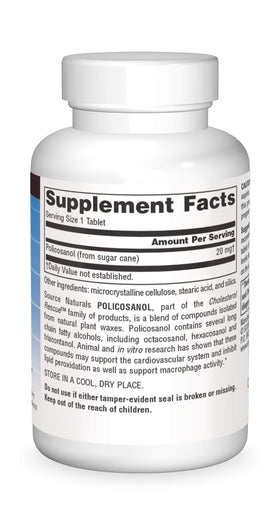 Source Naturals Policosanol 20 mg 60 tablettes sur une table