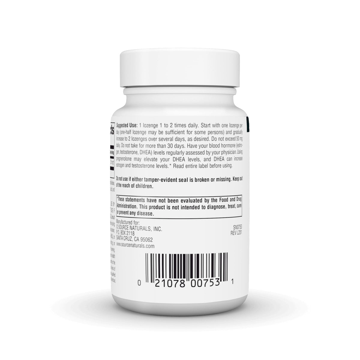 Source Naturals Pregnenolone 25mg 120 comprimés cerise côté