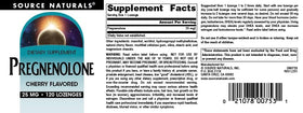 Source Naturals Pregnenolone 25mg 120 comprimés cerise dosage recommandé