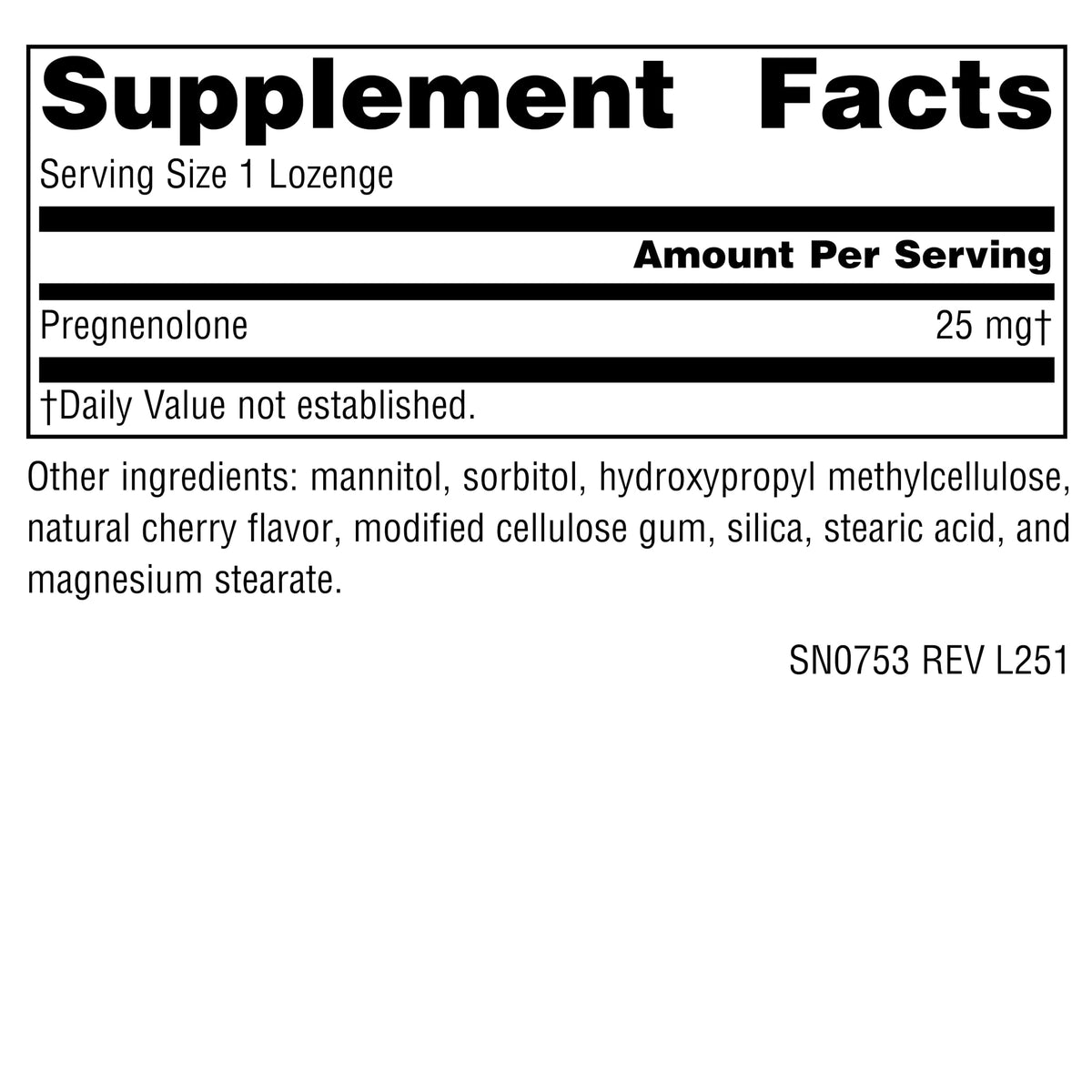 Source Naturals Pregnenolone 25mg 120 comprimés cerise emballage
