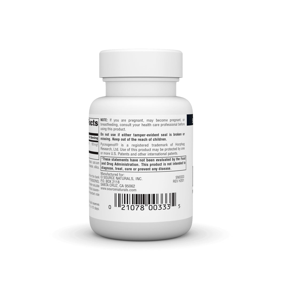 Source Naturals Pycnogenol 100 mg 60 comprimés arrière