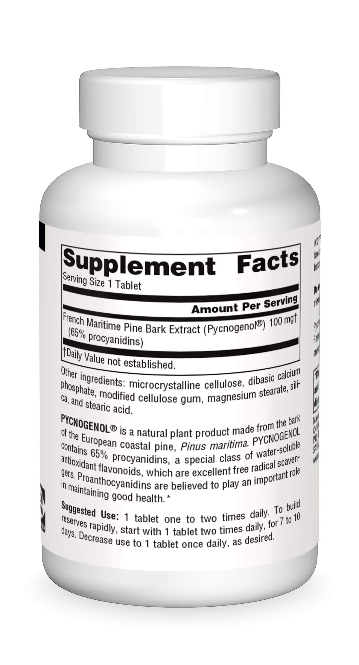 Source Naturals Pycnogenol 100 mg comprimés côté