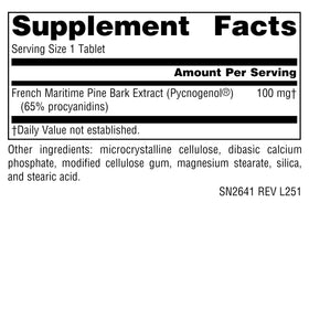 Source Naturals Pycnogenol comprimé avec étiquette visible