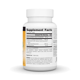 Source Naturals Resvératrol 200 mg comprimés dans une main