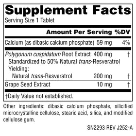 Source Naturals Resvératrol comprimés vue de côté