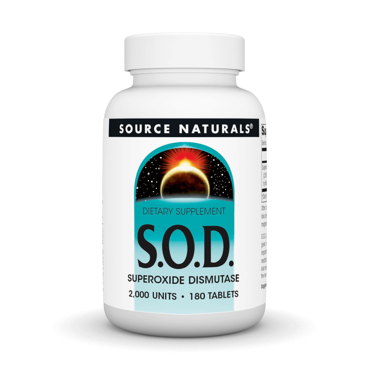 Source Naturals S-O-D 2000 unités 90 tablettes vue de face