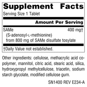Source Naturals SAMe 400mg comprimés entériques arrière