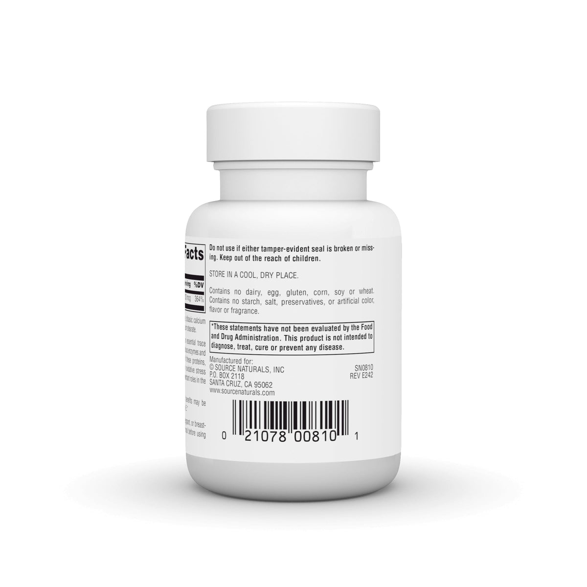 Source Naturals Sélénium 200 mcg comprimés sur une table