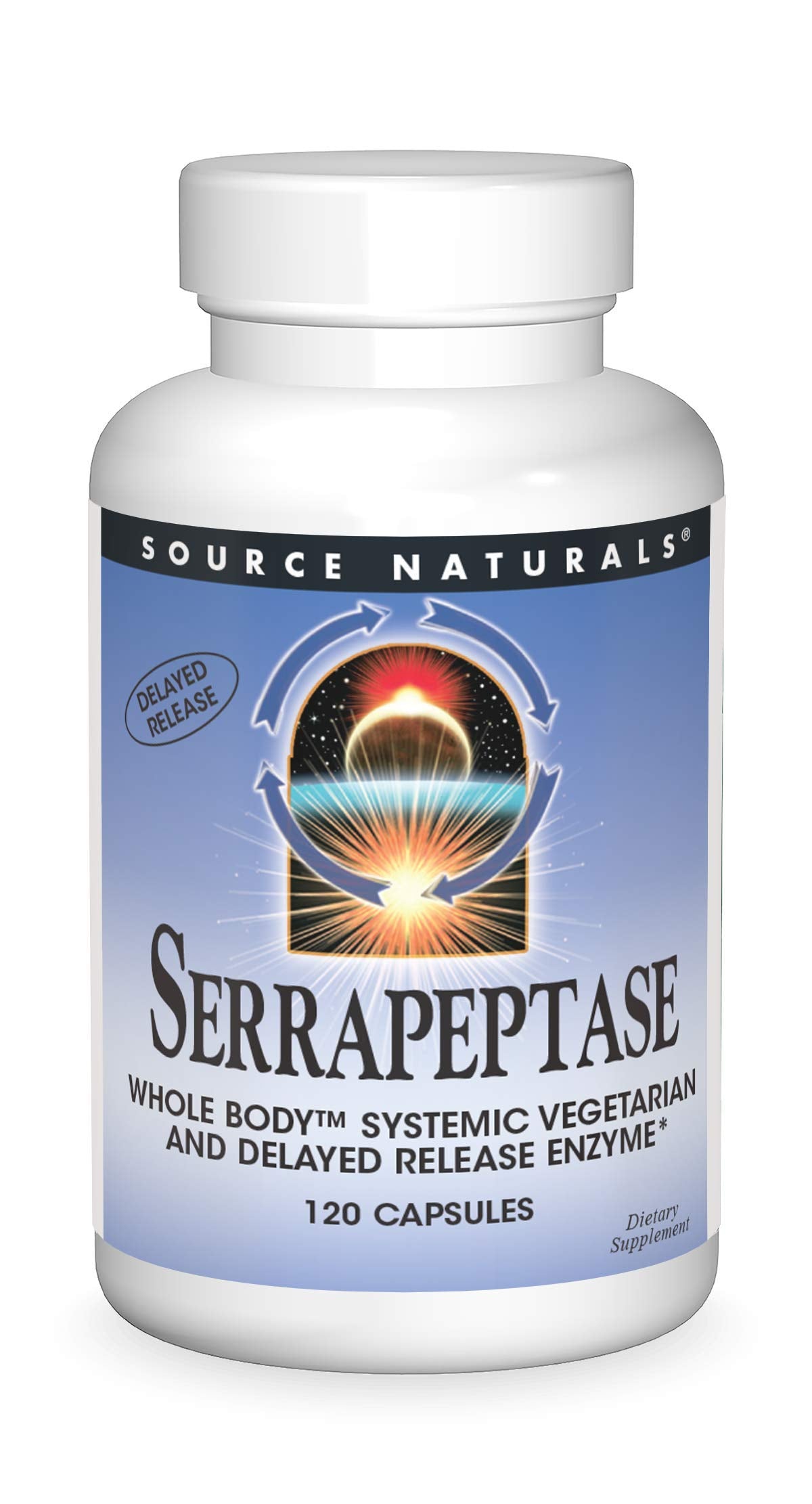 Source Naturals Serrapeptase 120 gélules végétariennes vue de face