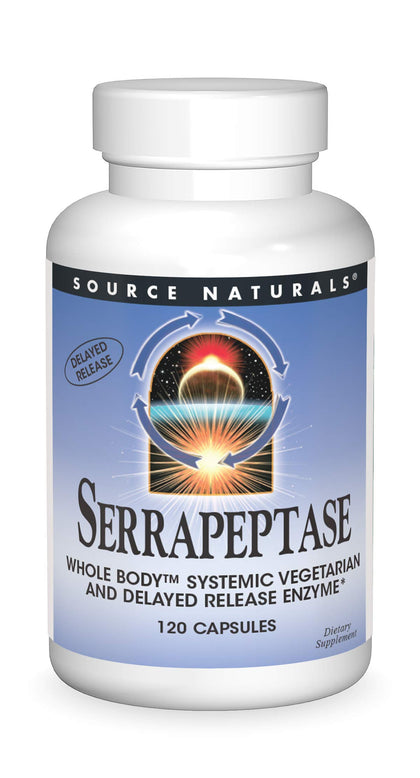 Source Naturals Serrapeptase 120 gélules végétariennes vue de face