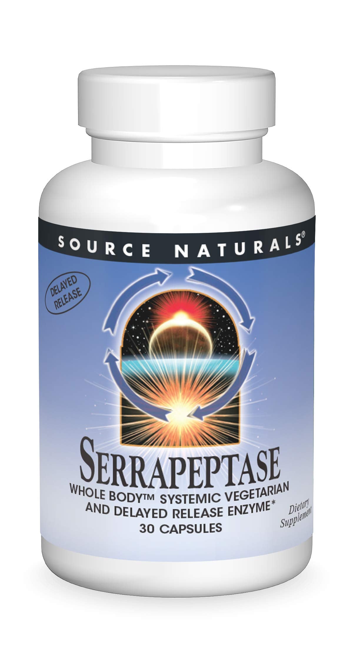 Source Naturals Serrapeptase 30 capsules végétariennes vue de face