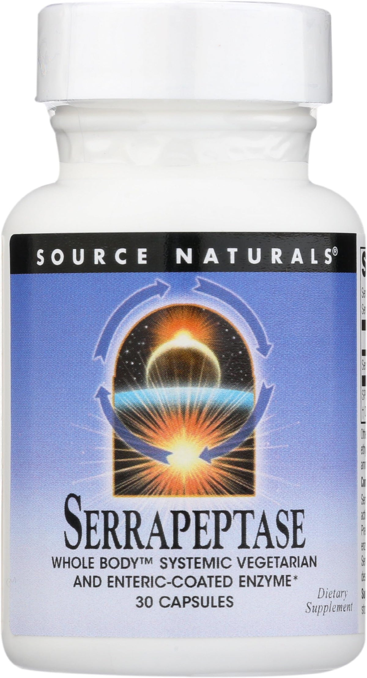 Source Naturals Serrapeptase bouteille vue de côté