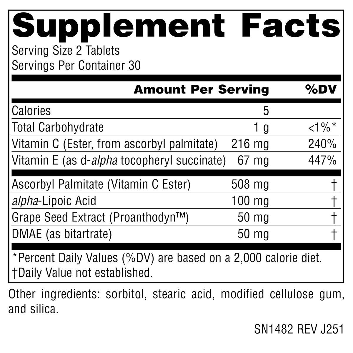 Source Naturals Skin Eternal 60 comprimés - vue arrière de l'emballage