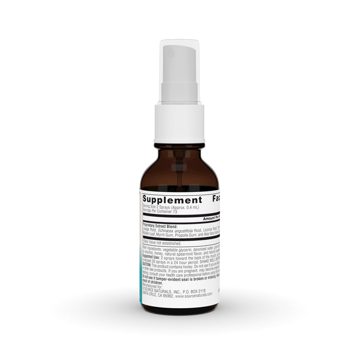 Source Naturals Spray Herbal de Gorge 30ml arrière avec étiquette