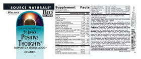 Source Naturals St. John's Positive Thoughts 45 comprimés, vue des comprimés