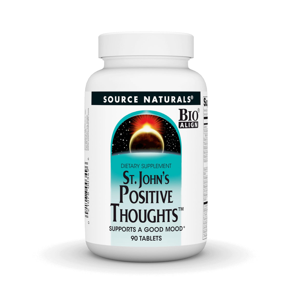 Source Naturals St. John's Positive Thoughts comprimés devant une boîte