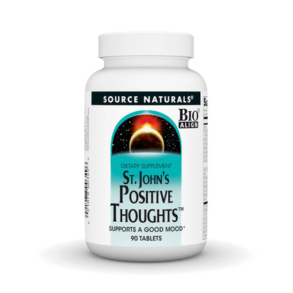 Source Naturals St. John's Positive Thoughts comprimés devant une boîte