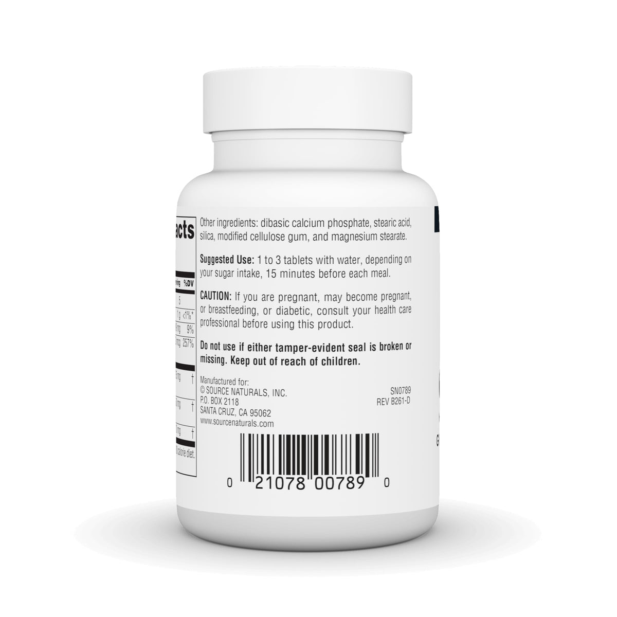 Source Naturals Sugar Ban Complex 75 comprimés avec un verre d'eau