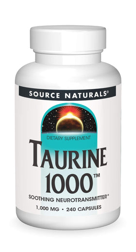 Source Naturals Taurine 1000mg 240 capsules front view