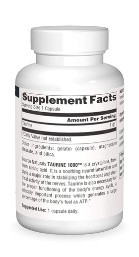 Source Naturals Taurine 1000mg package dimensions 15,5 x 8,1 x 7,9 cm