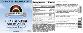Source Naturals Theanine Serene côté de la boîte