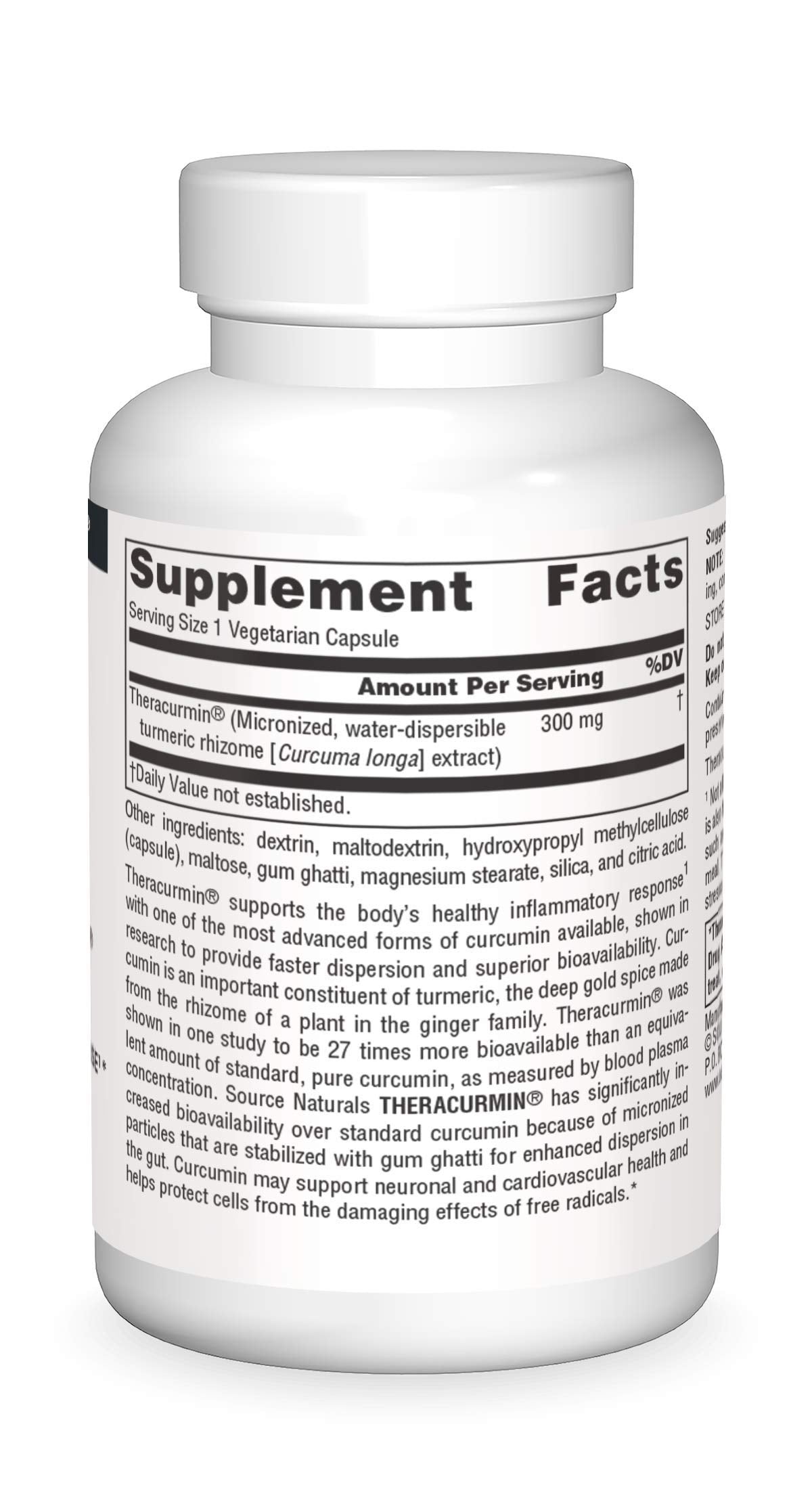 Source Naturals Theracurmin 300 mg 60 capsules sur un fond neutre