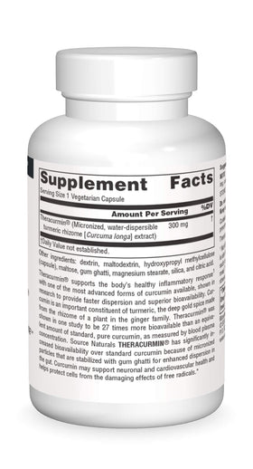 Source Naturals Theracurmin 300 mg 60 capsules sur un fond neutre
