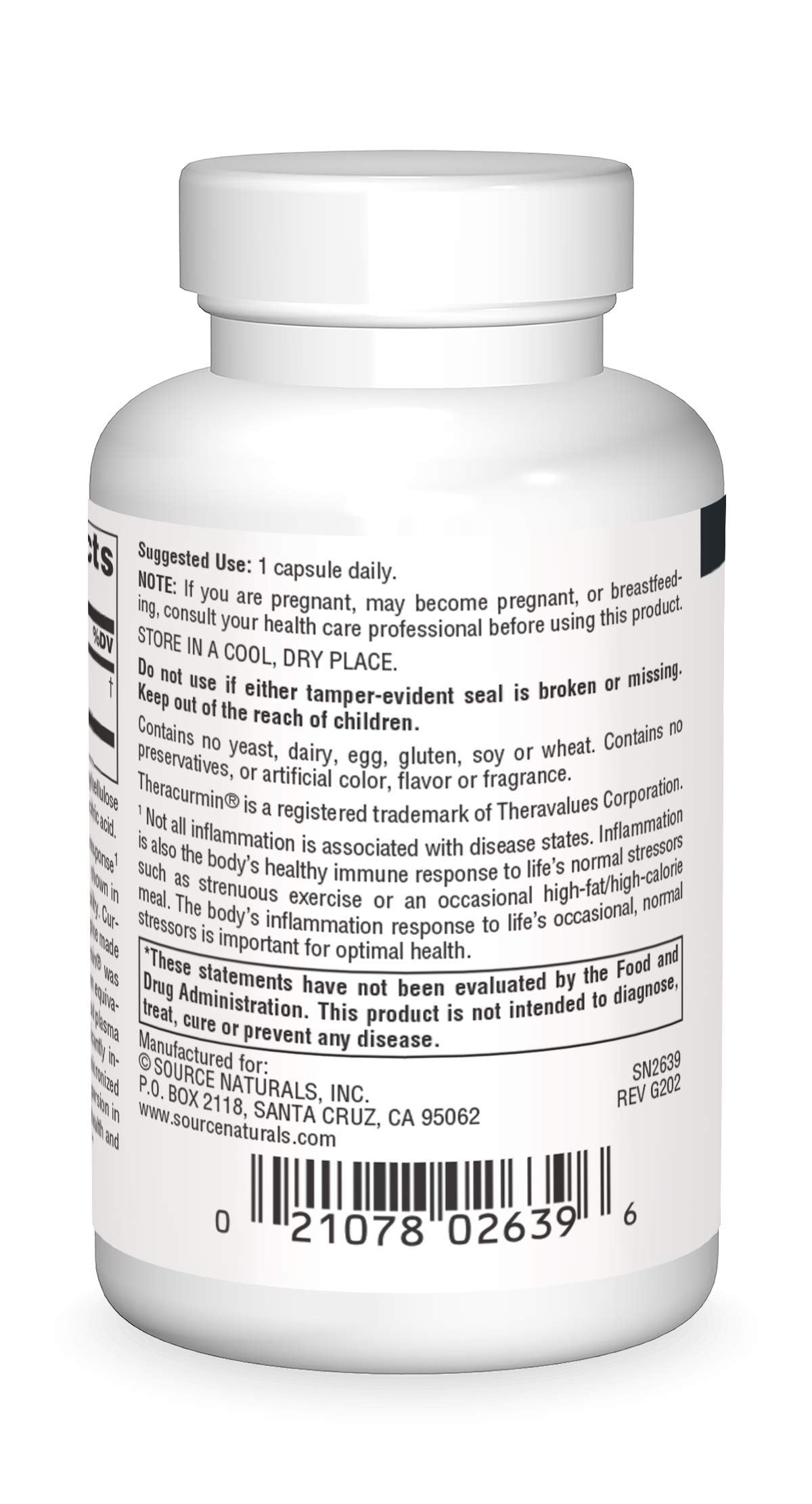 Source Naturals Theracurmin 300 mg capsules végétariennes avec étiquette