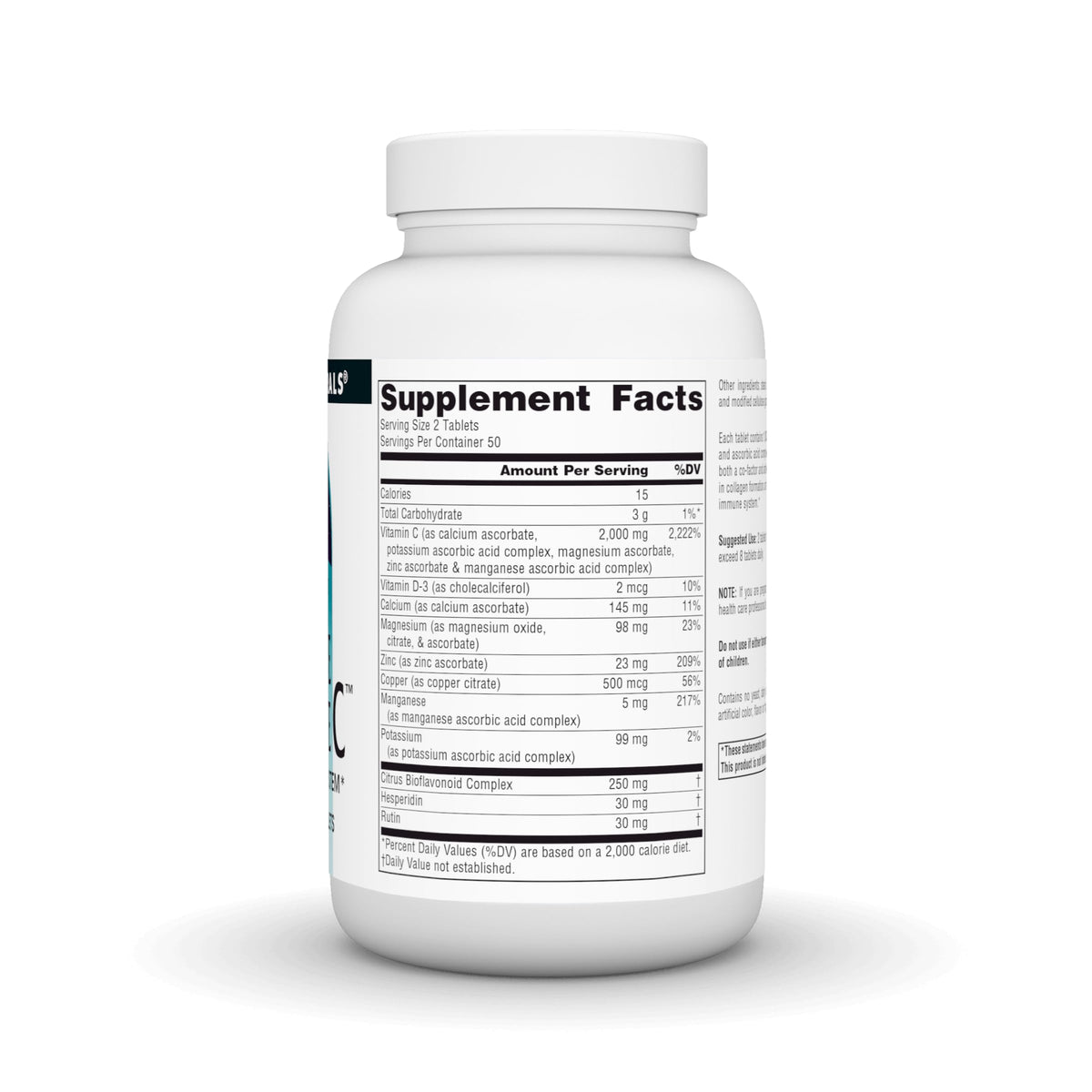 Source Naturals Ultimate Ascorbate 1000mg comprimés sur une table