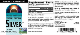 Source Naturals Ultra Argent Colloïdal 10 ppm 60 ml arrière