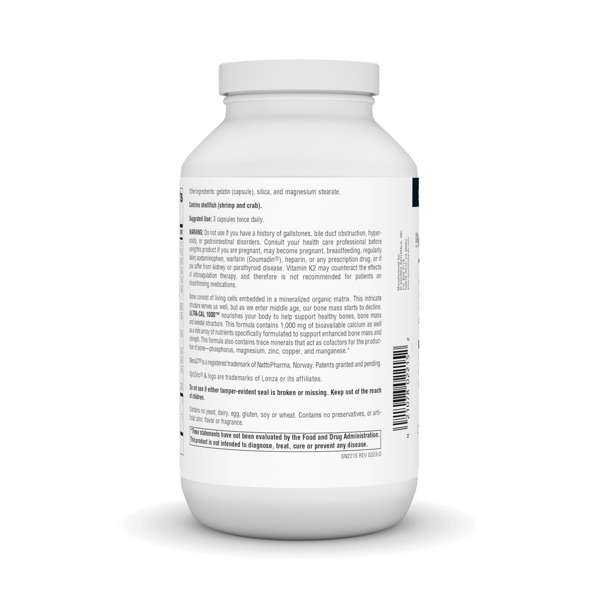 Source Naturals Ultra-Cal 1000 gélules sur fond blanc