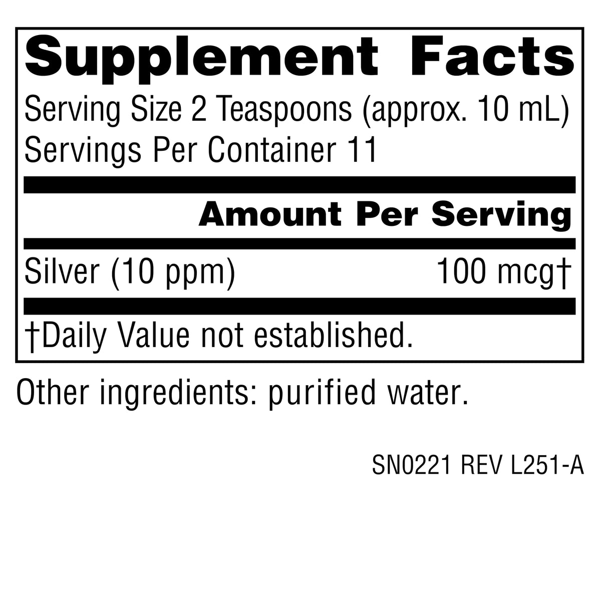 Source Naturals Ultra Colloidal Silver 10 ppm 4 oz étiquette et dos de la bouteille