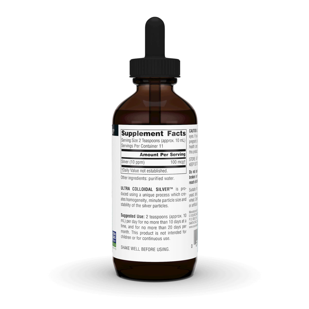 Source Naturals Ultra Colloidal Silver 10 ppm 4 oz vue latérale