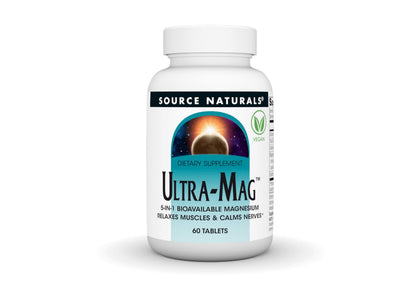 Source Naturals Ultra-Mag 60 comprimés végétaliens vue de face