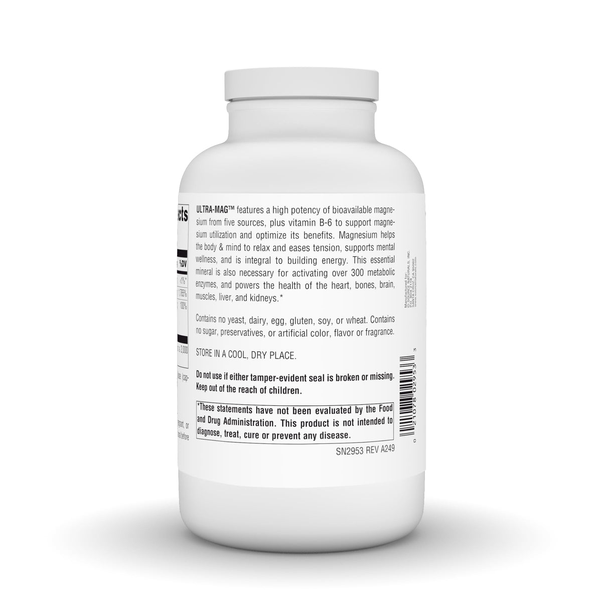 Source Naturals Ultra-Mag capsules végétaliennes, vue latérale de l'emballage