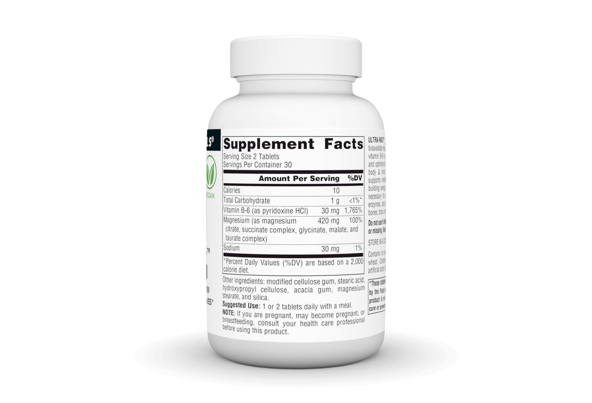 Source Naturals Ultra-Mag comprimés montrant la taille et la forme
