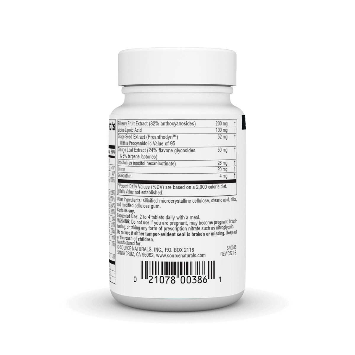 Source Naturals Visual Eyes comprimé avec étiquette