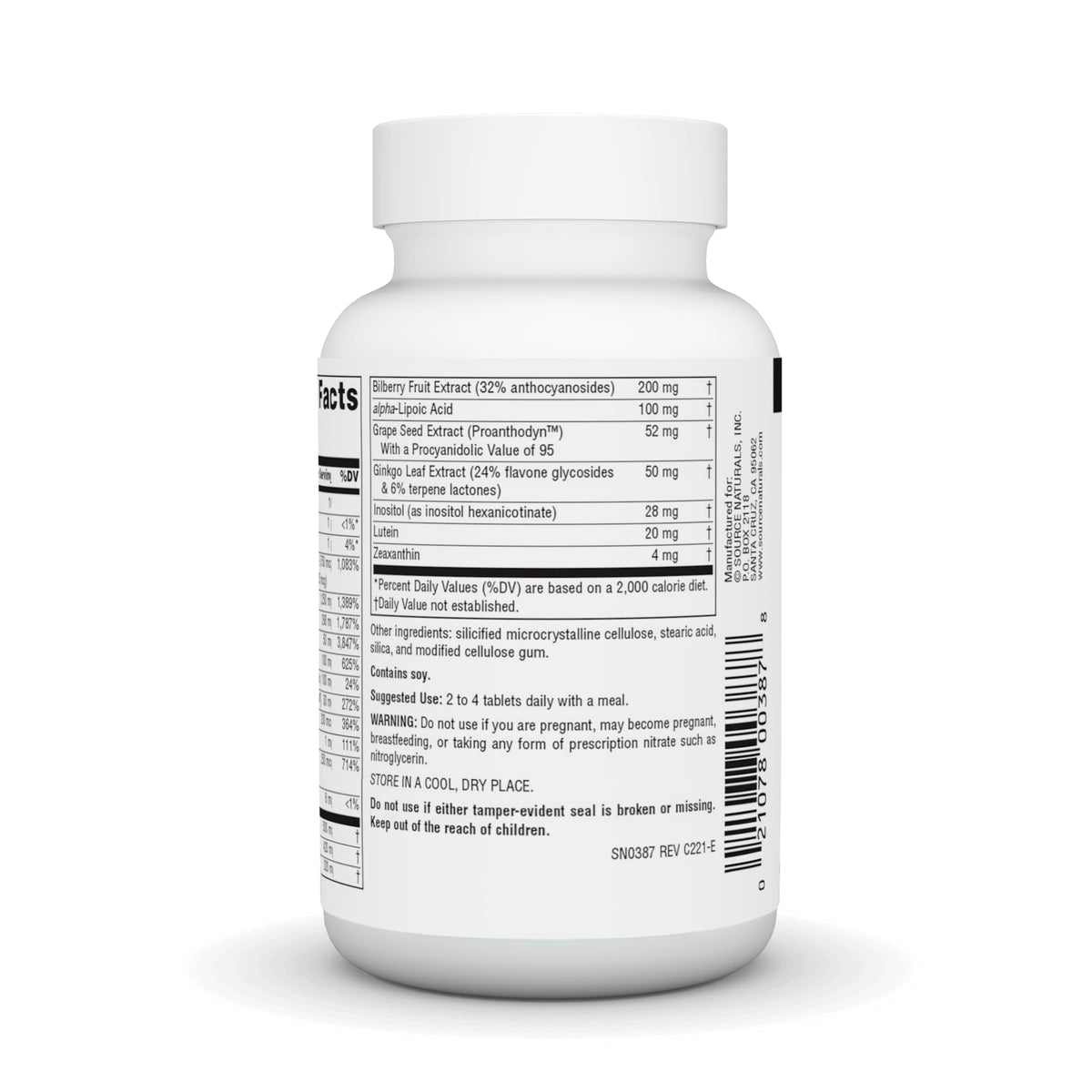 Source Naturals Visual Eyes comprimés sur une table