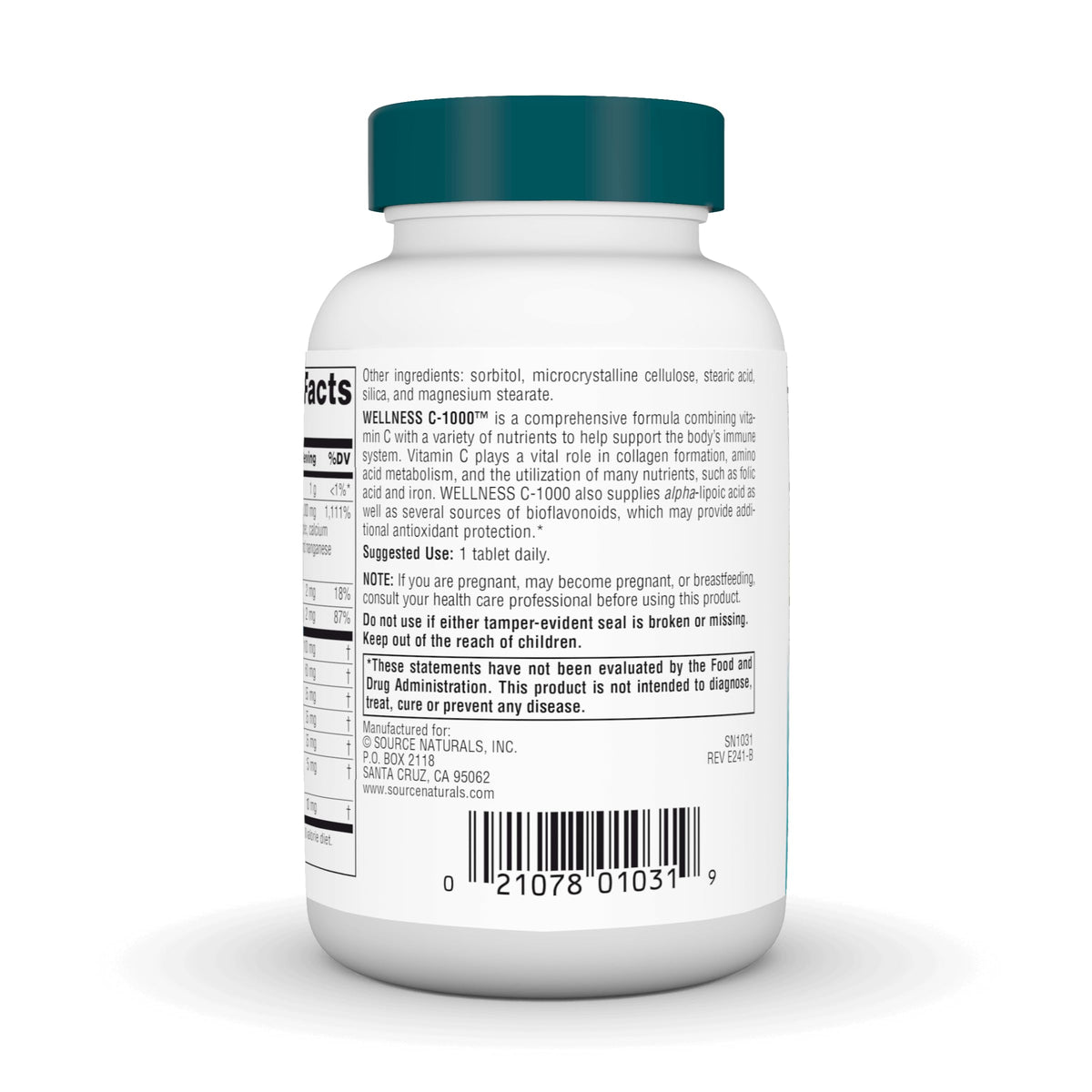 Source Naturals Wellness C-1000, comprimés sur une surface