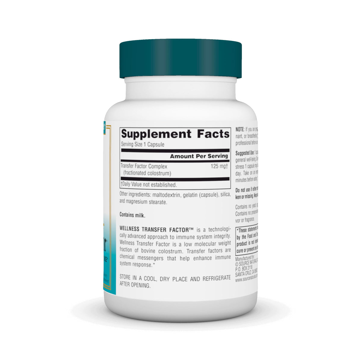 Source Naturals Wellness Transfer Factor 125 mg capsules side view