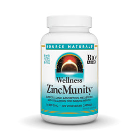 Source Naturals ZincMunity 50 mg Zinc 120 capsules végétariennes, avant