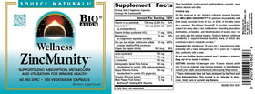 Source Naturals ZincMunity 50 mg Zinc 120 capsules, vue de côté