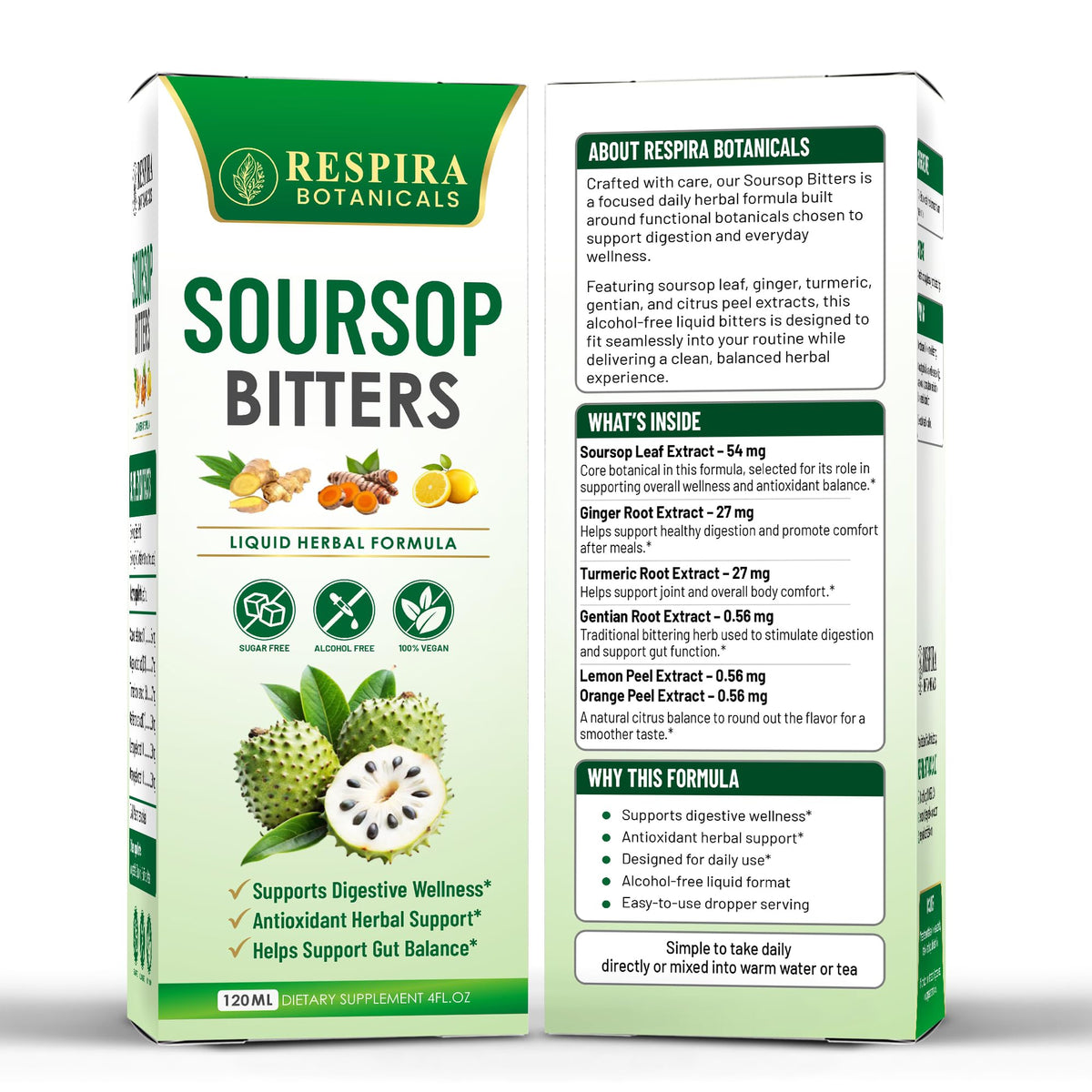Soursop Bitters de Respira Botanicals avec des agrumes frais