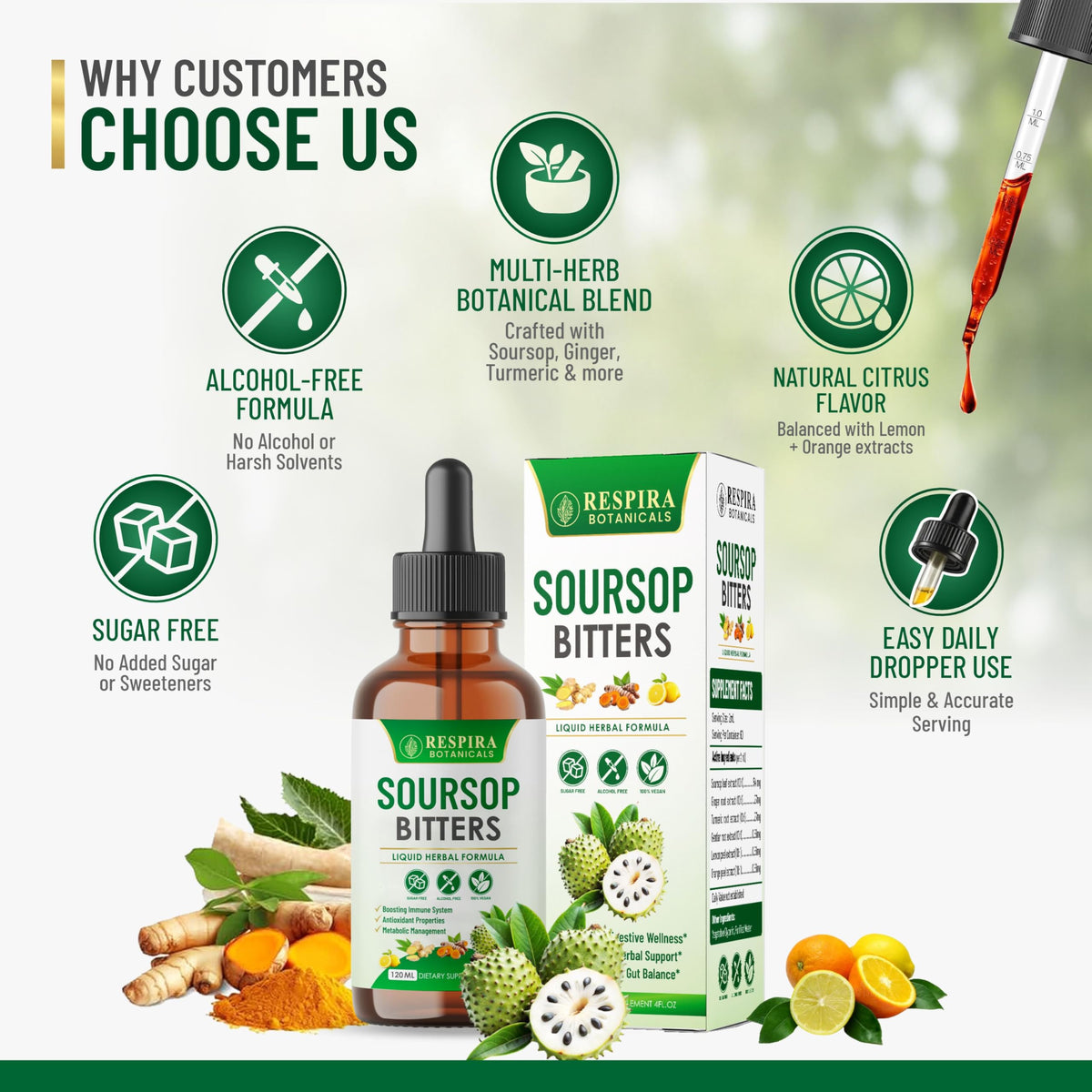 Soursop Bitters de Respira Botanicals avec des ingrédients naturels
