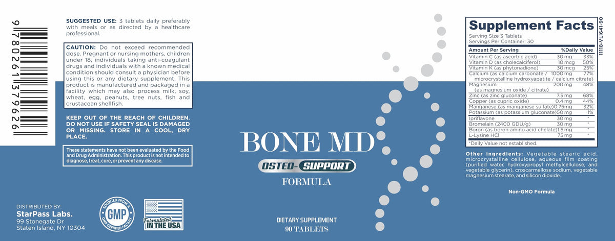 Soutien osseux avec Bone MD, vue de dessus des tablettes