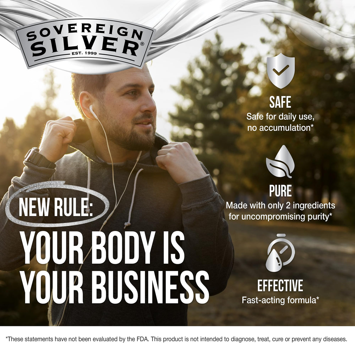 Sovereign Silver Colloidal Silver 473 mL étiquette avec détails