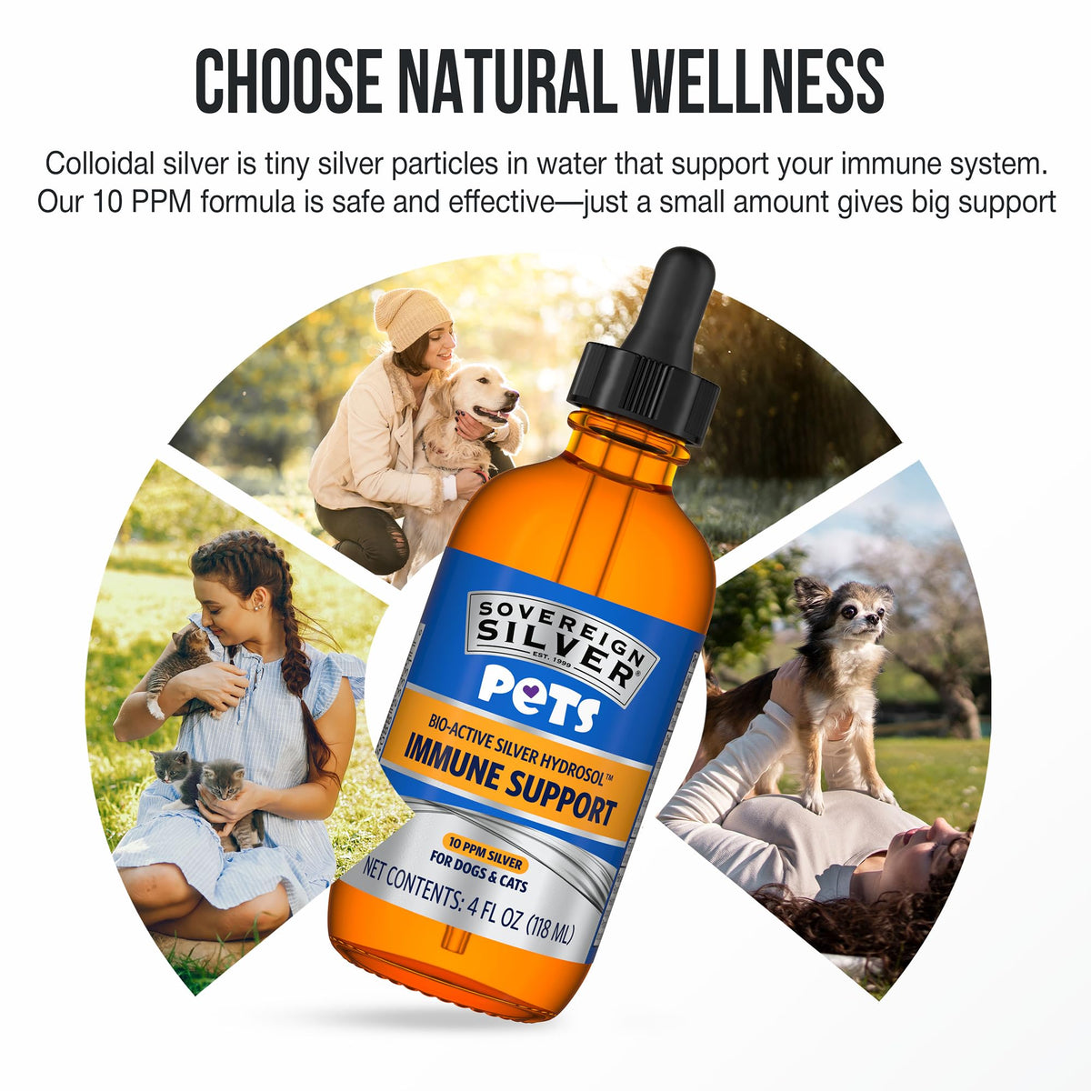 Sovereign Silver Colloidal Silver pour Animaux 118 mL - utilisation avec un animal